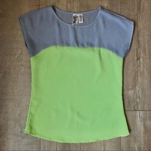 Lime Green and Grey Blouse